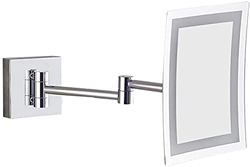 Miroir salle de bain LED carré télescopique rotatif et pliable pour maquillage cosmétique