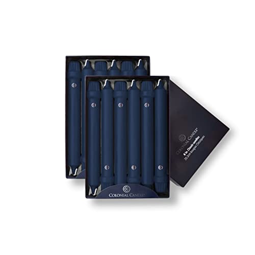 Image of Colonial Candle Unscented Taper Candle, Classic Collection, Indigo, 8 In, Pack of 12 - Up to 6 Hours Burn