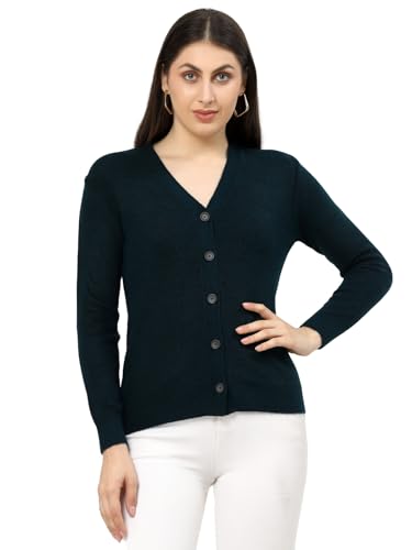 Image of Kalt Women Full Sleeves V-Neck Design Acrylic Cardigan Sweater