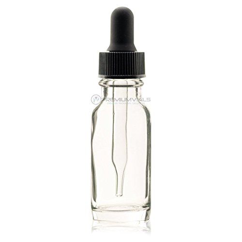 Premium Vials B35-12CL Boston Round Glass Bottle with Dropper, 1/2 oz Capaciy, Clear (Pack of 12)
