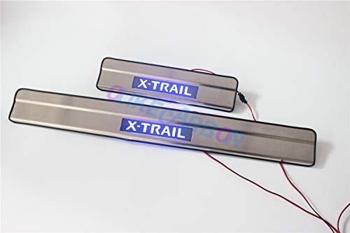 Olike For Nissan X-Trail 2014-2018 Car Led Door Sill Scuff Plate Entry Guard Door Sill Protector Trim #TOP3
