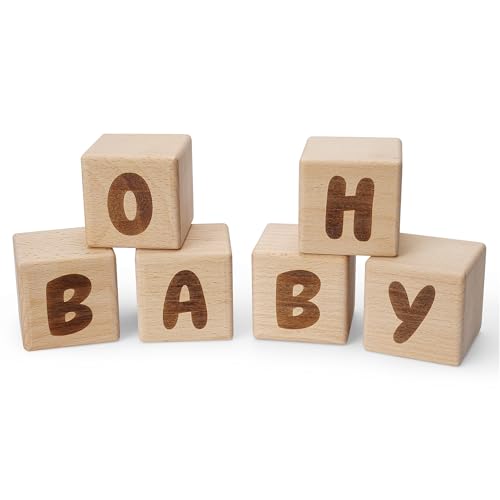 OH Baby Wooden Blocks for Baby Shower, Gender Reveal Table