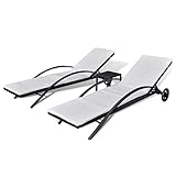 Dieses hochwertige Rattan-Sonnenliegen-Set aus 2 Sonnenliegen und 1 Tisch verbindet Stil mit Funktionalität und wird dadurch zum Hingucker in Ihrem Garten oder auf Ihrer Terrasse.