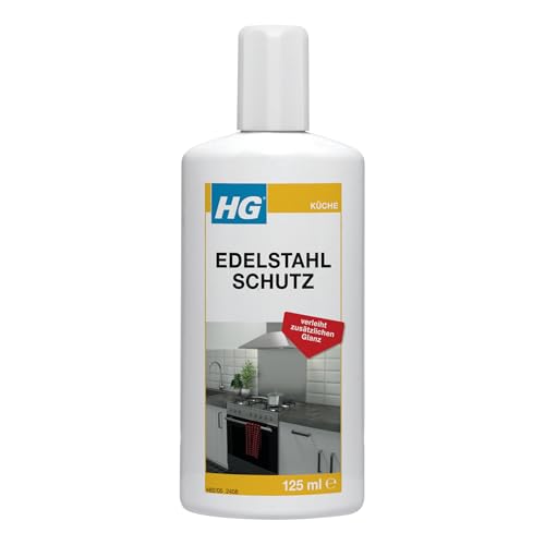 HG Protección de acero inoxidable, eficaz abrillantador y pulido para cromo, aluminio, acero inoxidable y otras superficies metálicas, brillo sin rayas y capa protectora de larga duración, 125 ml