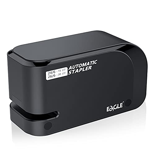 Eagle Electric Stapler, Heavy Duty Automatic Stapler, 20 sheet Capacity, Battery or AC Powered, Black
