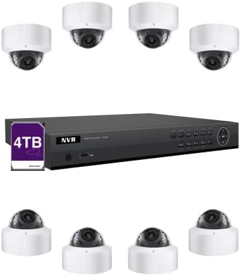 LINOVISION POE Security Camera System with 16 Channel 4K Hik Connect NVR, 4TB HDD, (8) 6MP Outdoor PoE Dome Cameras with Mic for One Way Audio, Guarding Vision App, Surveillance for Business