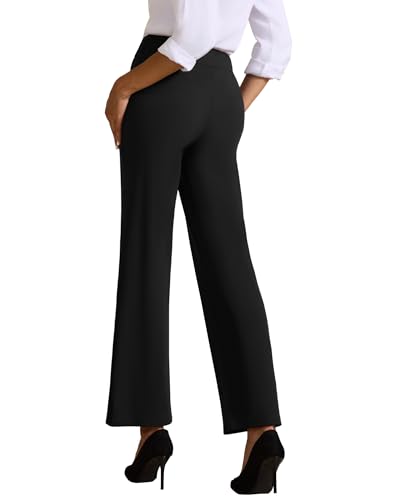 Womens High Waisted Work Suit Wide Leg Pants Side Zipper Pocket Casual Business Dress Pants3