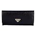 Prada Womens Vitello Move Nero Black Leather Continental Long Wallet Gold Triangle Logo 1MH132