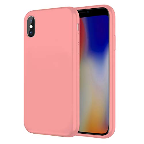 TBOC Funda Compatible con iPhone XR [6.1'] Carcasa Rígida [Rosa] Silicona Líquida [Tacto Suave] Forro Interior Microfibra [Protege la Cámara] Antideslizante Resistente Suciedad Arañazos