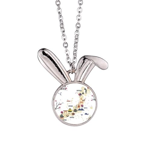 Collier pendentif carte du Japon lapin aux finitions soignées
