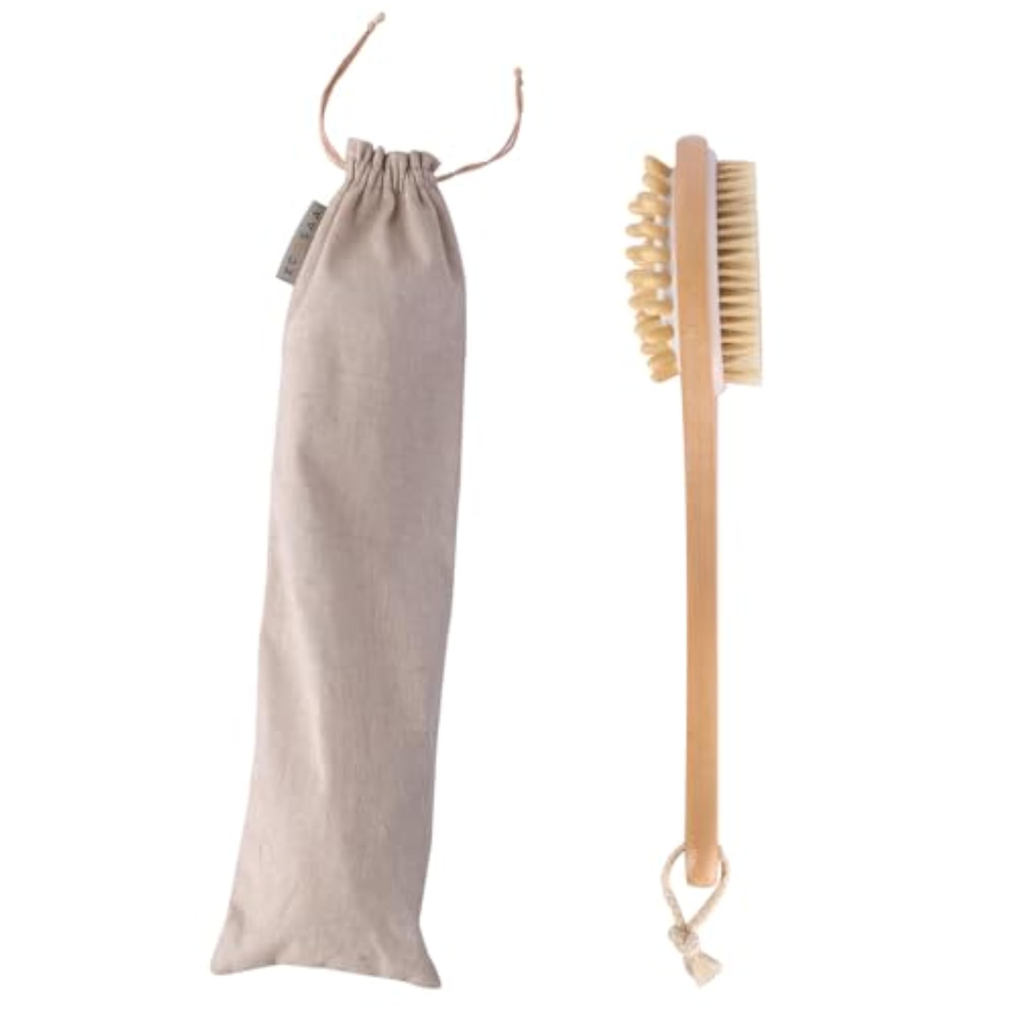 Double Side Wooden Bath Brush with Soft Natural Bristles