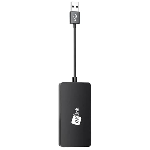 NK Adaptador Apple Car Play/Android Auto Inalámbrico - Bluetooth 5.0, APK Android AutoKit, Plug & Play, Mirrorlink (Compatible con iOS y Android) Imprescindible Unidad Principal Android