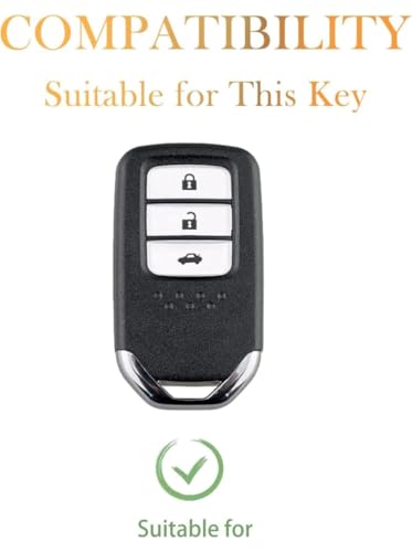Image of TPU Car Key Cover Black & Golden Compatible for Honda City, Amaze, WR-V, Jazz, Civic, BR-V, CR-V (Honda, 3 Button Push Smart Key)