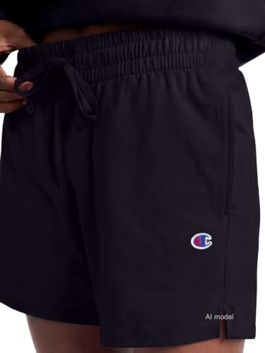 Champion Women's 4" Lounge Shorts, Standard Fit, Lightweight, Available in Regular and Plus, Black, Small - image 3
