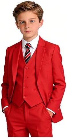 Baby Boy Suits Slim Fit Tuxedo Formal Ring Bearer Suit Christmas Outfit 2T Red S