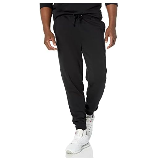 Amazon Essentials Pantalon de Jogging en Éponge Légère (grandes tailles disponibles) Homme, Noir, L
