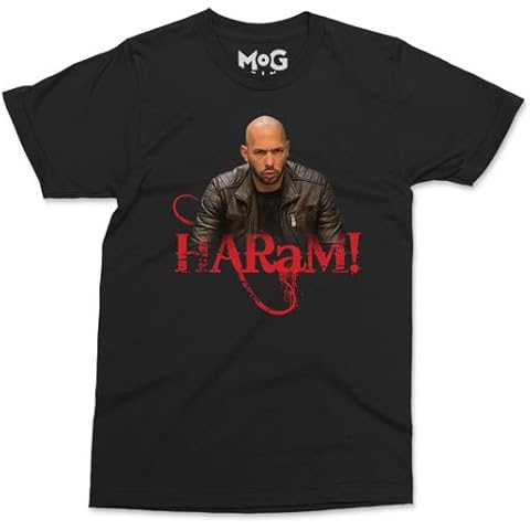 Andrew Tate Haram T-Shirt - Black - M - Funny Islamic Quote Mens T-Shirt - Cotton Unisex Hustler Cobra Tate Tee - Muslim Gifts Graphic T-Shirt - Top G Influencer Gift Ideas Cover