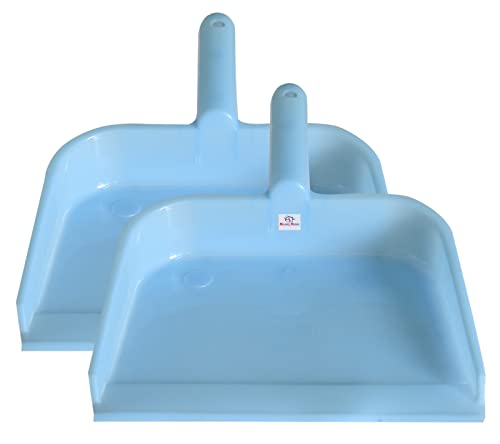 Image of Heart Home Plastic Lightweight 10 inch Dustpan With Comfort Grip Handle for Easy Sweep Broom, Pack of 2 (Blue)