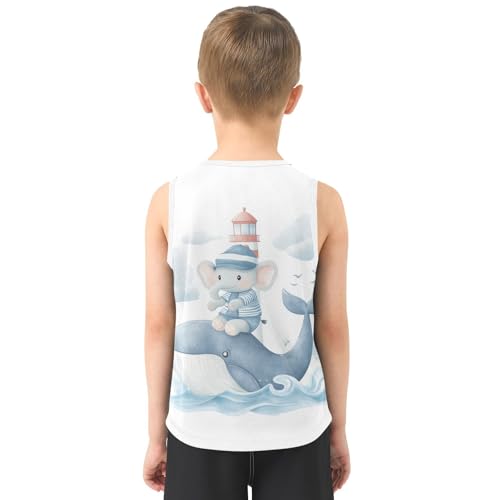 Whale Lighthouse Boys Tank Tops Quik Dry Toddler Tank Top Undershirts T-Shirts for Sports,3T3