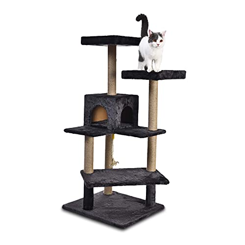 Amazon Basics Multi Platform Steps Cat Tree Tower - 24 X 22 X 51 Inches, Dark Grey #TOP6