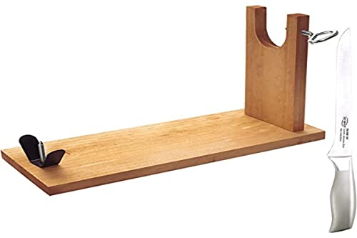 Jamonero San Ignacio De Madera De La Colección Jaén Con Cuchillo Jamonero De 16 Cm En Acero Inoxidable