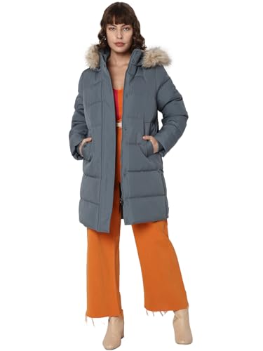 Image of Vero Moda Faux Fur Detail Longline Hooded Puffer Jacket
