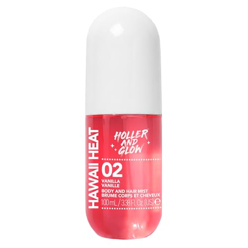 Image of Holler And Glow Hawaii Heat Vanilla Body & Hair Mist, Body Spray For Women, Hair Perfume For Women, Delicate Peony, Amber Scented, Warm & Sweet, Travel Sized, 3.38 Fl Oz