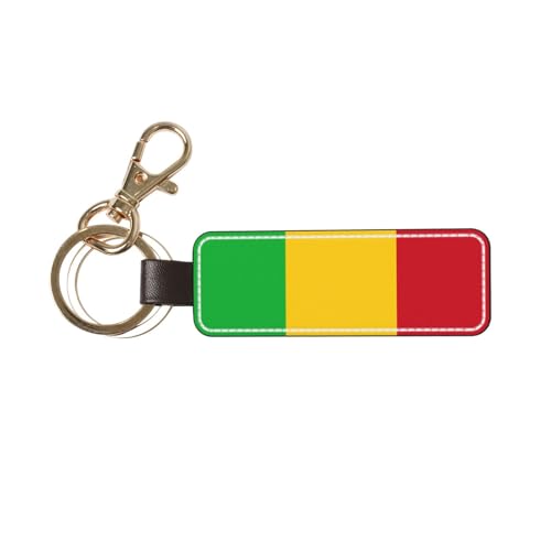 Ninainaid Porte-clés de voiture en cuir véritable avec drapeau du Mali - Porte-clés universel pour homme et femme