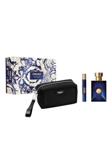 Dylan Blue by Versace for Men - 3 Pc Gift Set 3.4oz EDT Spray, 10ml EDT Spray, Blue Pouch - image 1