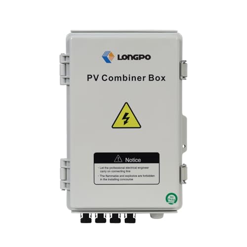 lopopvsys Solar 4 String PV Combiner Box with Lightning Arreste, 15A Rated Current Fuse and 2P 63A...