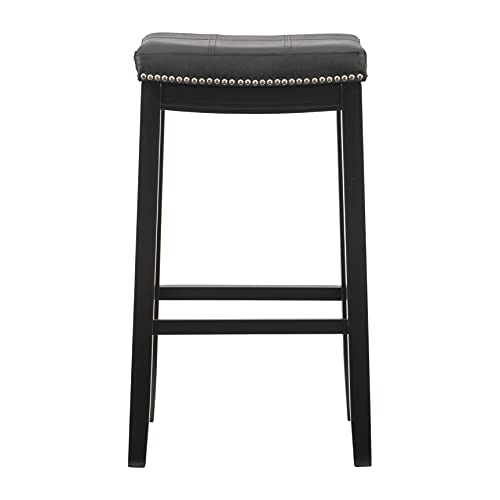 Taburete de bar Linon Claridge, Negro, 32" x 18.75" x 13" miniatura 4