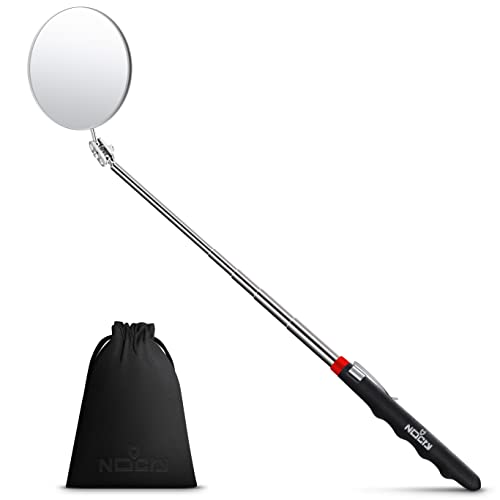 NoCry Heavy Duty Telescoping Inspection Mirror — 3.23 Inch Round Mirror on a Stick; 2-in-1 Storage Pouch; Extendable Mirror up to 30in; Non-Slip Handle; 360° Inspection Mirror Telescoping Swivel Head by NoCry - Used condition - US$15.29