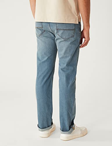Image of Marks & Spencer Mens Light Wash Mid Rise Straight Fit Jeans