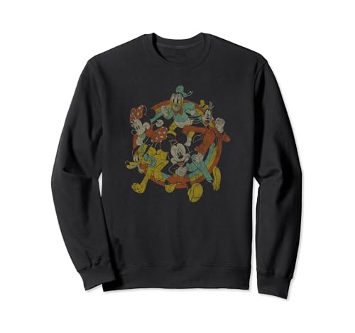 Sweat Mickey and Friends Disney vintage pull arc en ciel retro