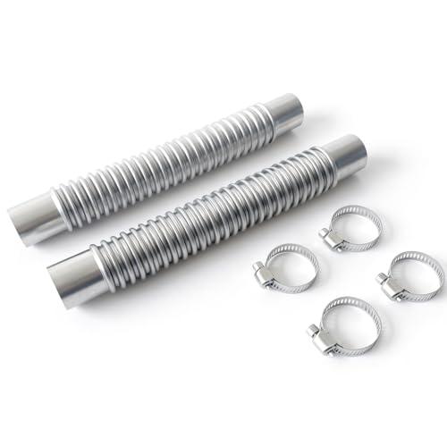 Tuyau d'échappement en acier inoxydable de 20 cm pour générateur avec 2 pièces et 4 pinces de fixation, Tuyau flexible pour chauffage diesel, réducteur de...