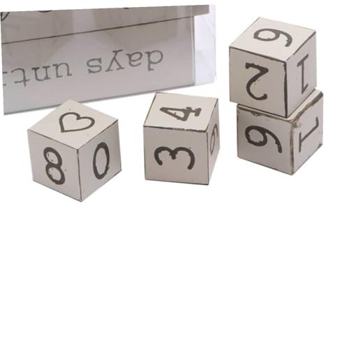 Compte à rebours mariage bois calendrier beige de bureau