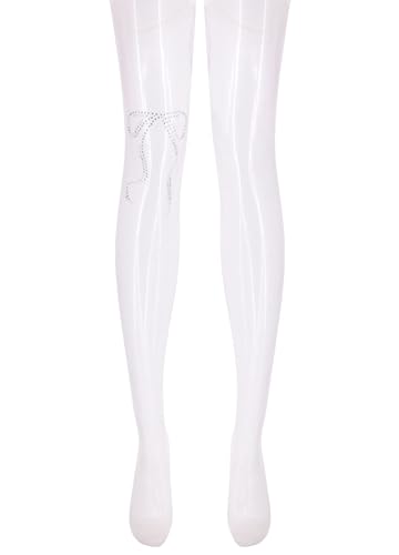 Image of Erinaco Women's Flower Pattern Sheer Footed Pantyhose Control Top Tights Stockings with Reinforced Toes