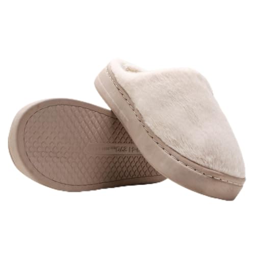 Image of Unisex Winter Flip Flop Slipper for Men and Women Soft Faux Fur Slip On Indoor Home Slides Slipper for Bedroom Sandals