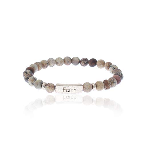 Ntlx Christian Bracelets For Women – Faith Bracelet – Natural Stone Stretch Message Bracelet cover