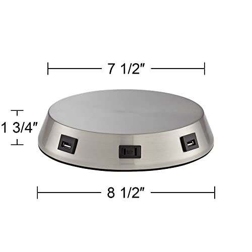 360 Lighting Modern Workstation Table Lamp Base With Usb And Ac Power Outlet Universal Charging Brushed Nickel Touch On Off Sensor For Living Room Bedroom Bedside Nightstand Office Family #TOP3