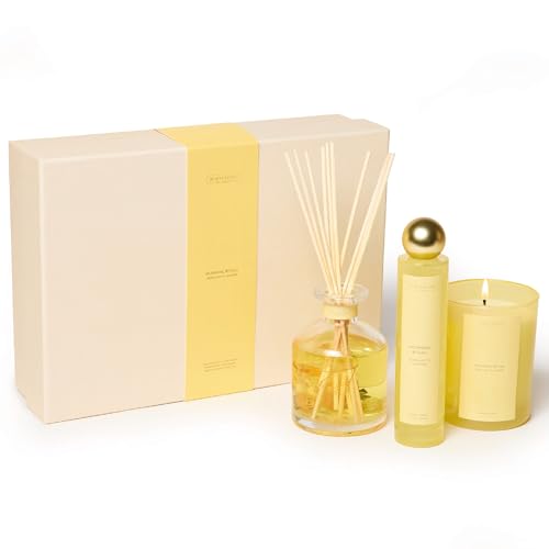 Benevolence LA Morning Ritual Gift Box | Candle, Room Spray & Reed Diffuser | Bergamot & Jasmine | Invigorating Home Fragrance | Ready for Gifting Set
