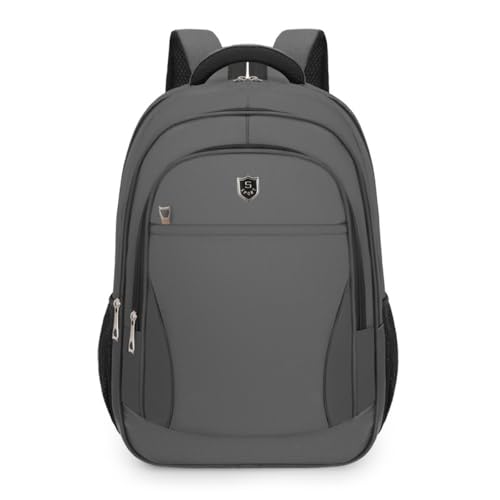 Sac à dos grande capacité noir gris bleu avec compartiments pour le quotidien