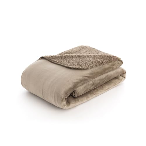 Manta extrasuave sedalina sherpa taupe pour vos soirées cocooning