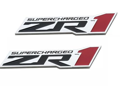 Image of 2pcs Replacement for 2009-2013 ZR1 Supercharged Side Door Emblems 3D Badge Decal Stickers (Silver Black Red)