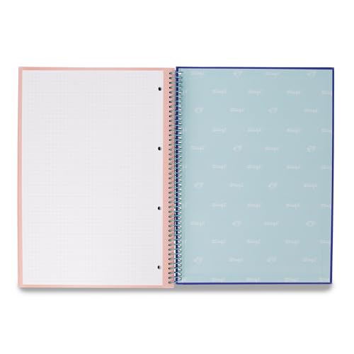 Mr. Wonderful A4-Notizbuch, blau, 240 karierte Seiten, mikroperforiert, extra breiter Einband, Spiralbindung, mit Aufklebern