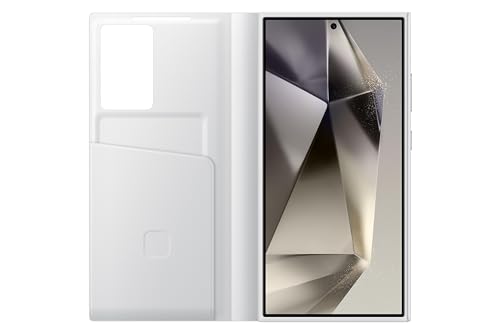 Image of Samsung Galaxy S24 Ultra S-View Wallet Phone Case polyurethane, Protective Cover with Smart Small Screen View, Finger Tap Control, Slim Design, Card Holder Pocket, US Version, EF-ZS928CWEGUS, White