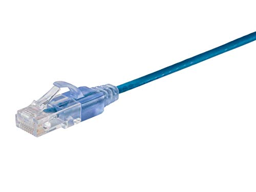 Image of Monoprice Cat6A Ethernet Patch Cable - Snagless RJ45, 550Mhz, 10G, UTP, Pure Bare Copper Wire, 30AWG, 5-Pack, 5 Feet, Blue - SlimRun Series