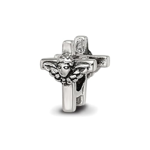 Collier croix argent 925 sterling poli avec détails oxydés précieux