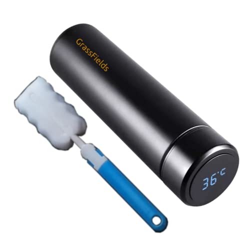 Bouteille Isotherme Intelligente Acier INOX Double Paroi Isolée Sous Vide 500 ml, Tasse Mug Gourde Thermos Infusion Boissons Chaudes et Froides Avec Indicateur de Température Écran LED (Noir) Cover