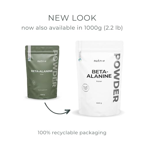 Nutri + Bêta Alanine 1 kg de poudre - végan pur hautement dosé et sans additif - 1000 g Pre Workout Booster - Beta Alanine Powder - idéal comme booster pré-entraînement – Image 3